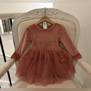 💕 2T Dusty Rose Velvet and Tulle Sparkle Dress NWT